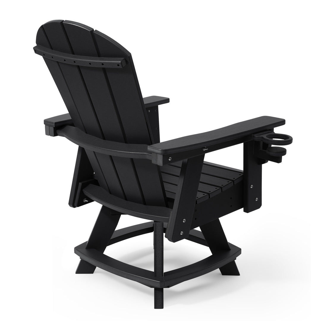 Malibu Outdoor HDPE Swivel Adirondack Patio Dining Chair With Cup Holder