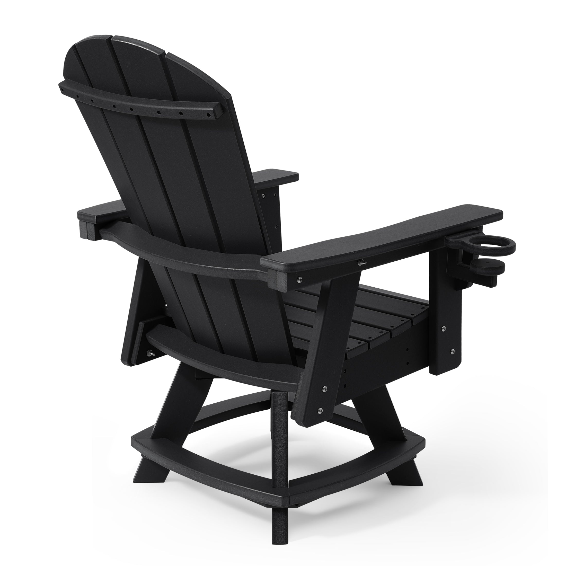 Malibu Outdoor HDPE Swivel Adirondack Patio Dining Chair With Cup Holder