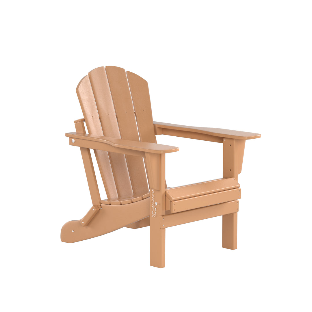 Malibu Modern Folding Poly Adirondack Chair With Square Fire Pit Table Set