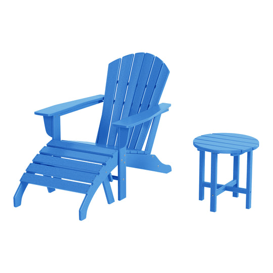 Dylan Outdoor Adirondack Chair With Ottoman And Side Table 3-Piece Set