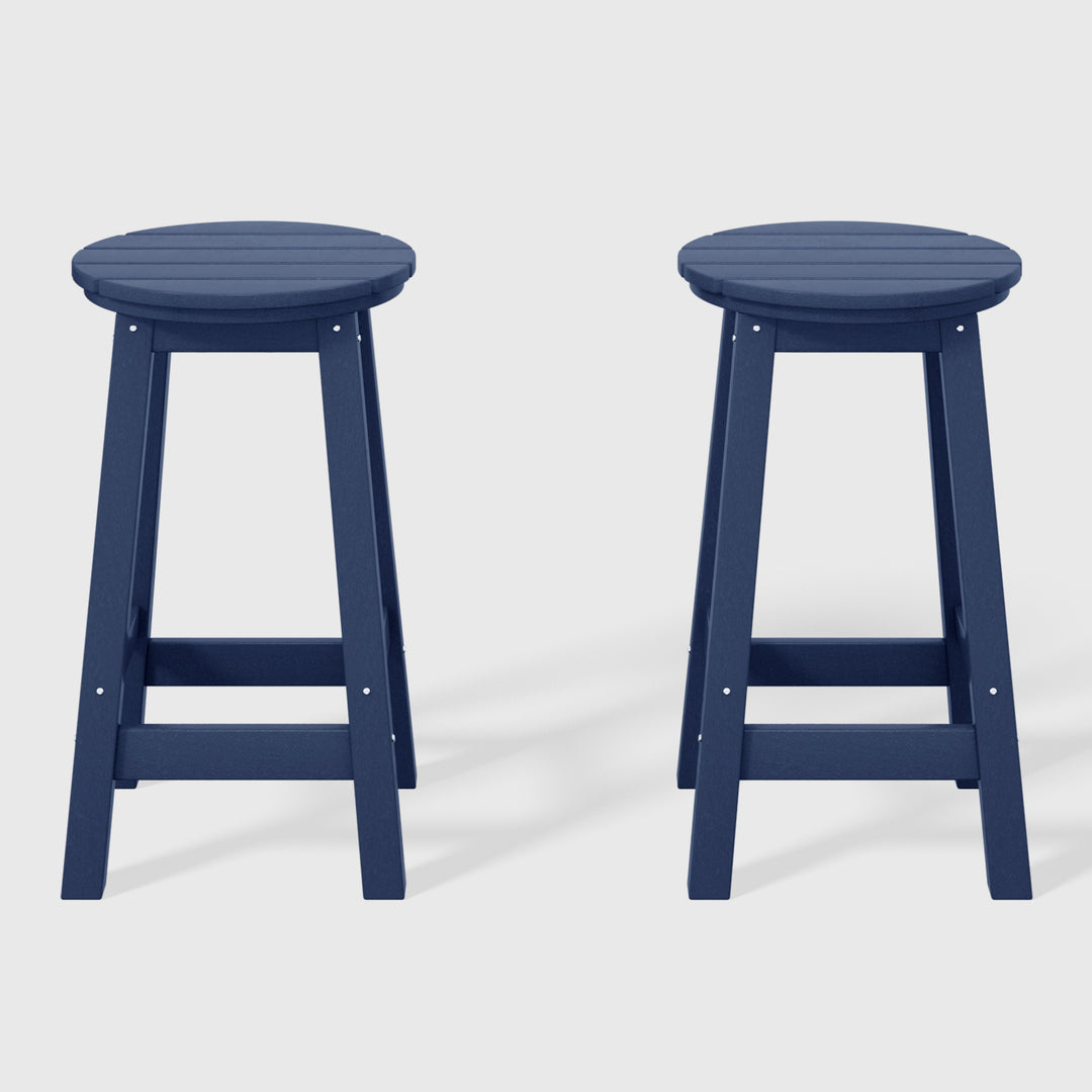 Malibu 24" HDPE Outdoor Patio Round Counter Height Bar Stool (Set of 2)