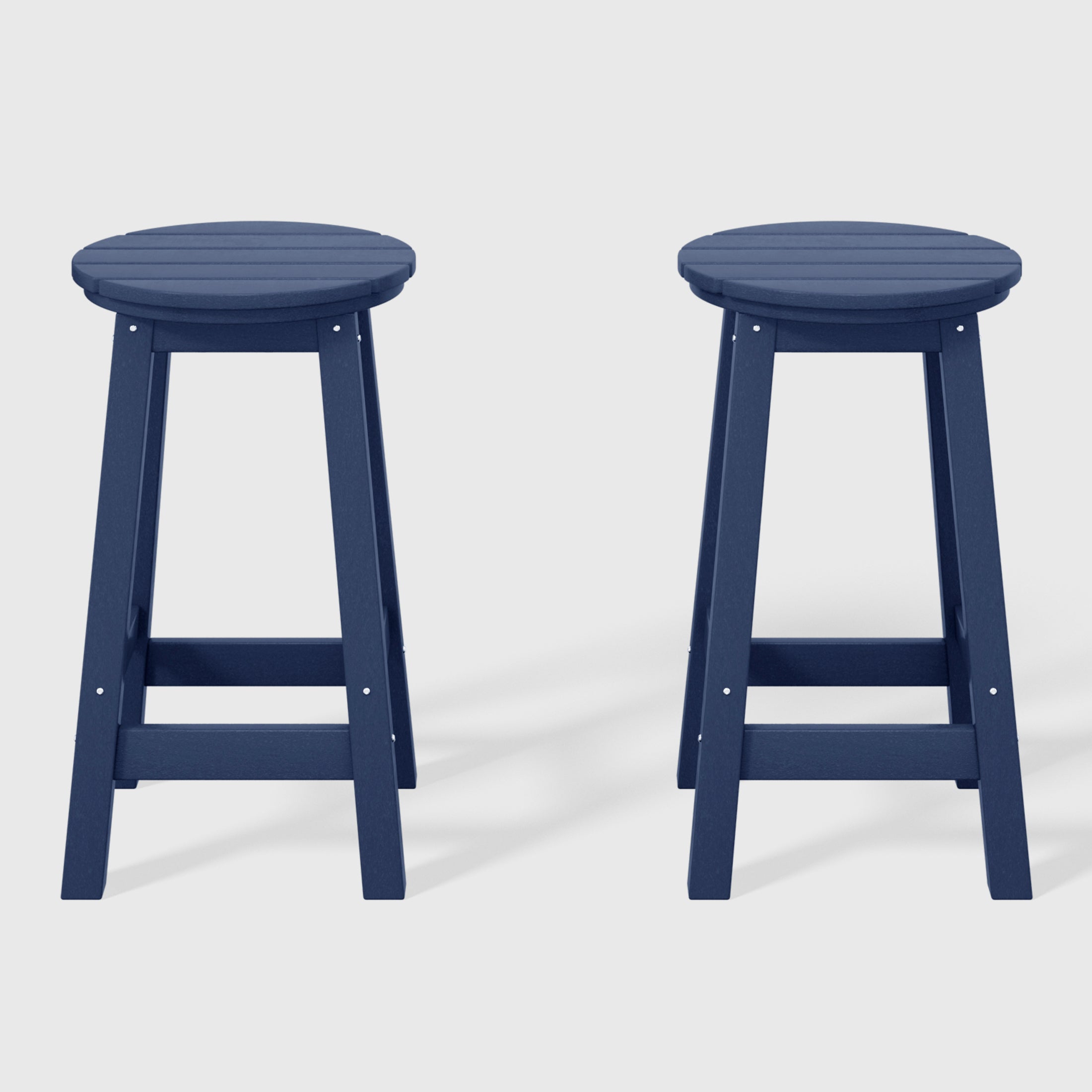 Malibu 24" HDPE Outdoor Patio Round Counter Height Bar Stool Set of 2