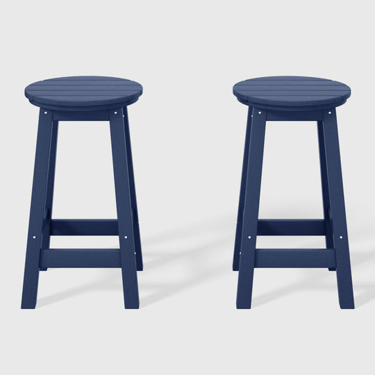 Malibu 24" HDPE Outdoor Patio Round Counter Height Bar Stool (Set of 2)