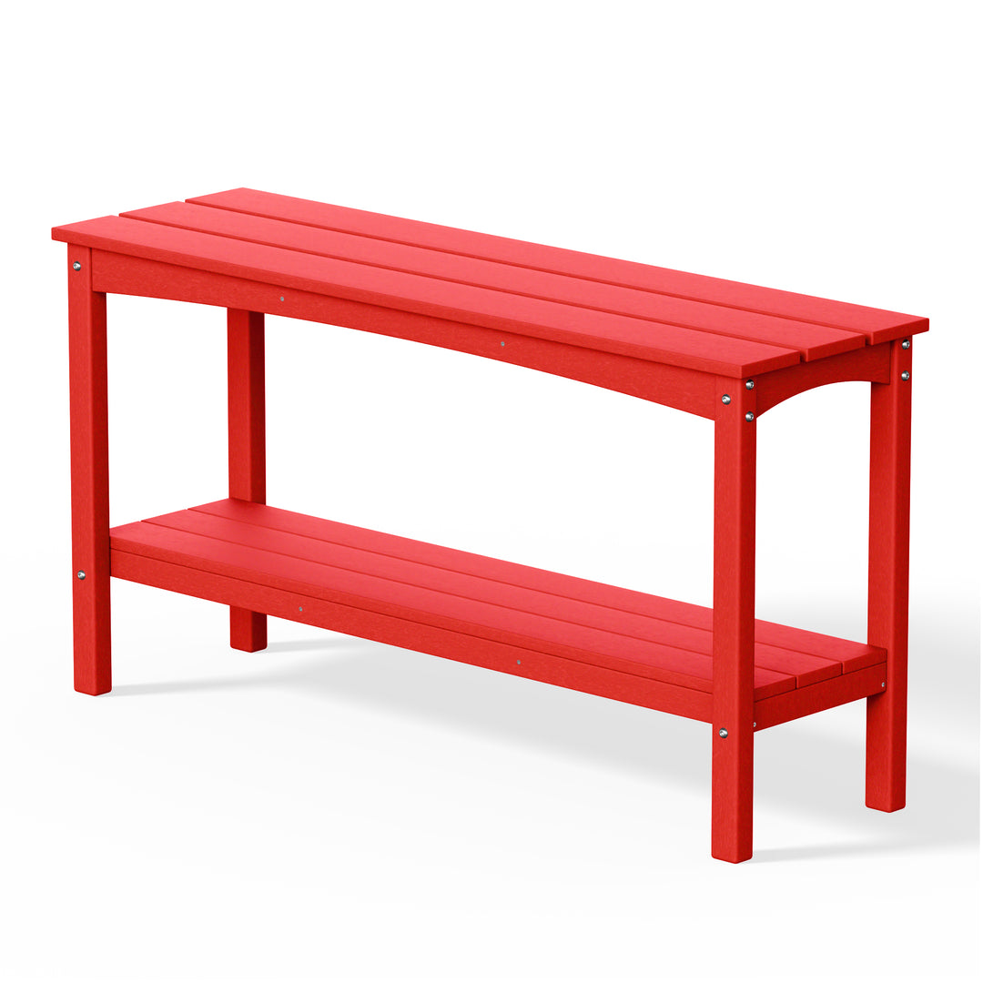 Malibu 55" Outdoor Patio HDPE Adirondack 2-Tier Shelf Console Table
