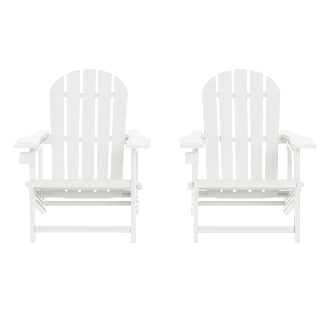 Azura Tool-Free Assembly Outdoor Patio HDPE Plastic Adirondack Chair with Cup Holder (Set of 2)
