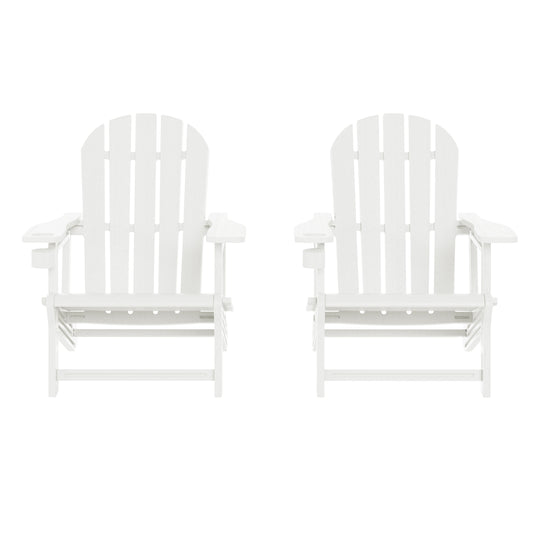 Azura Tool-Free Assembly Outdoor Patio HDPE Plastic Adirondack Chair with Cup Holder (Set of 2)