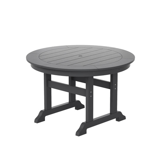 Malibu 5-Piece HDPE Round Patio Dining Table Set with Foldable Chairs