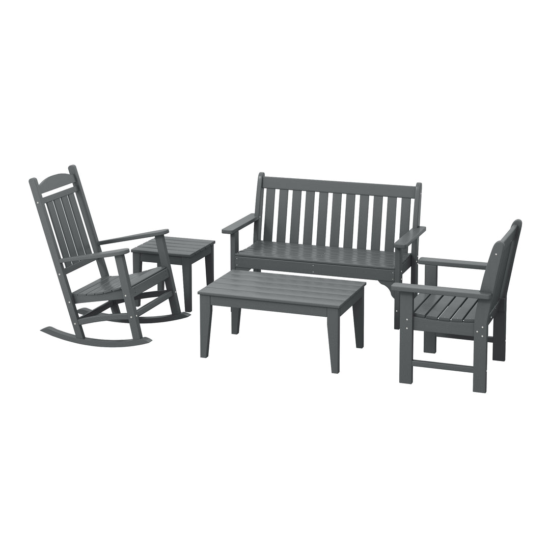 Malibu 5-Piece HDPE Outdoor Patio Furniture Couch and Rocking Chair Set