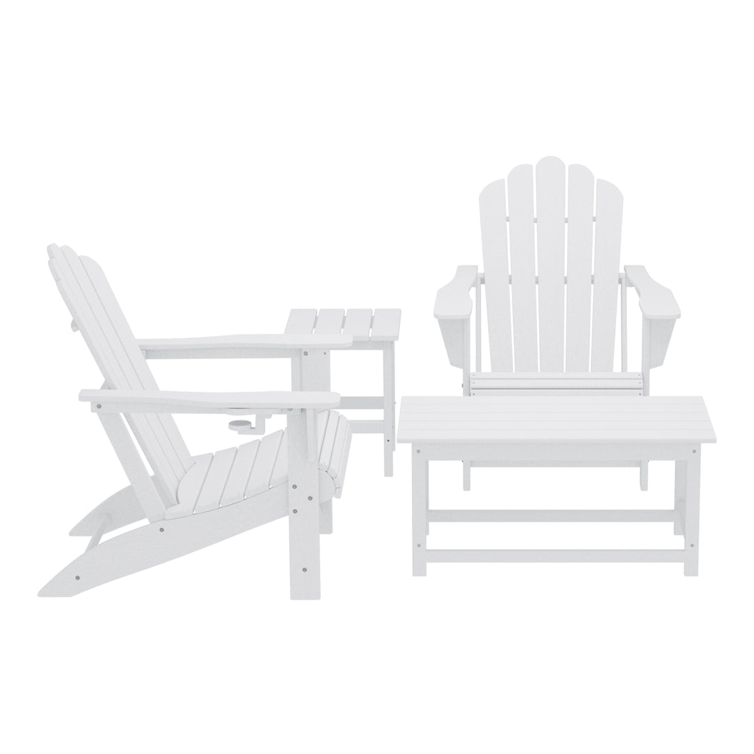 Highland 4-Piece Adirondack Chairs with Cup Holders and Table Set