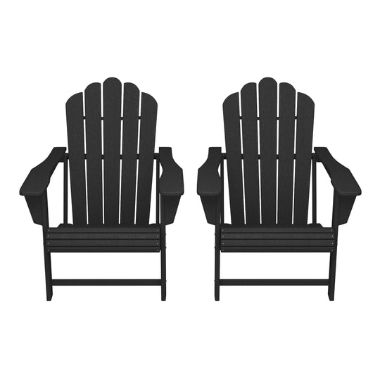 Highland Outdoor Patio HDPE Adirondack Chairs With Cup Holders (Set of 2)