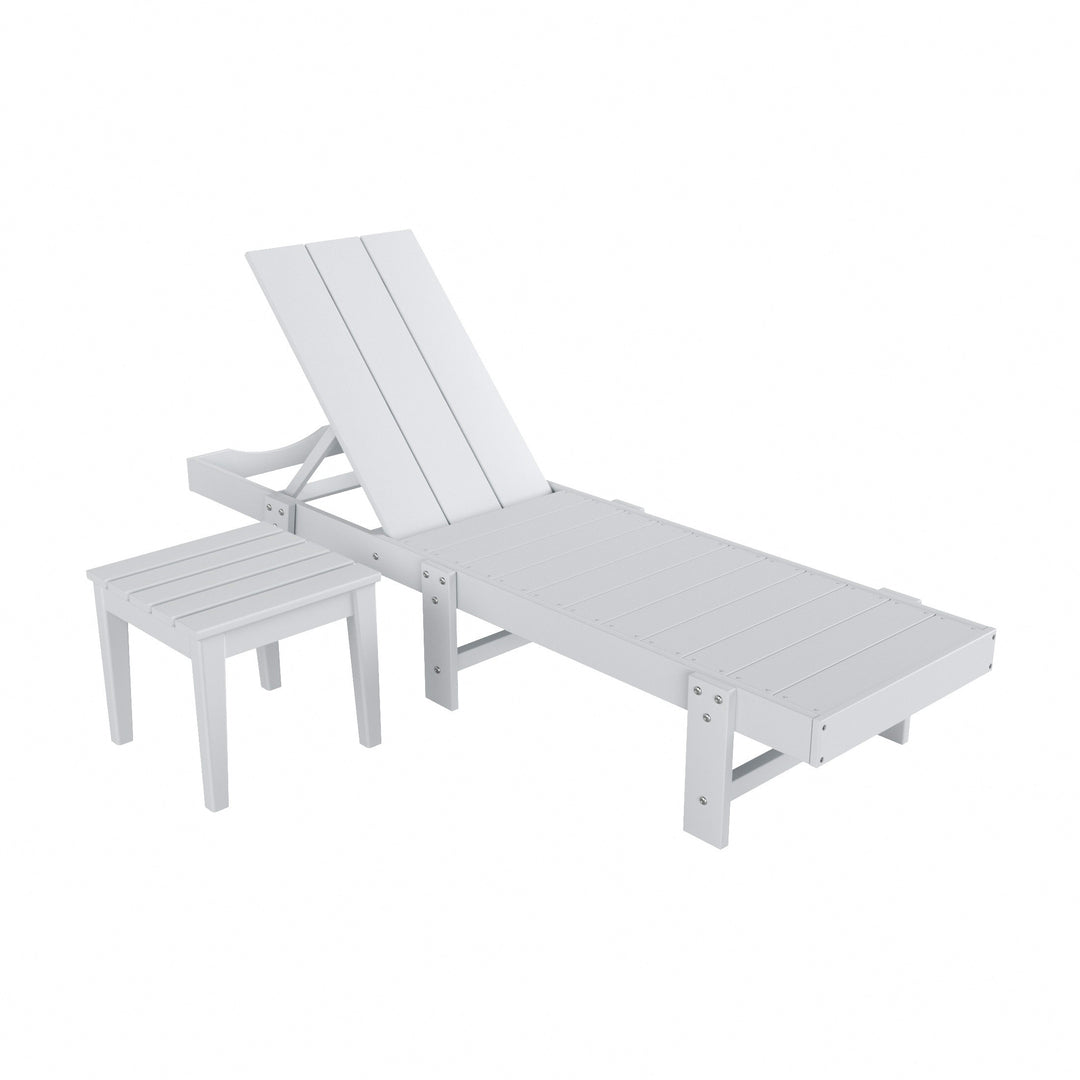 Ashore 2 Piece Modern Poly Reclining Chaise Lounge With Wheels