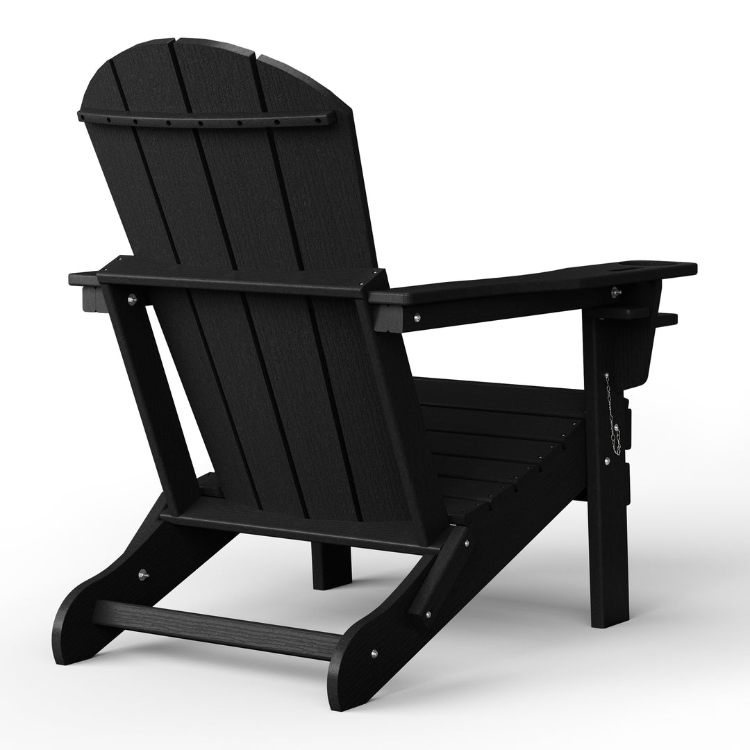 Nantucket Outdoor Patio HDPE Resin Adirondack Chair With Cup Holder and Phone Holder