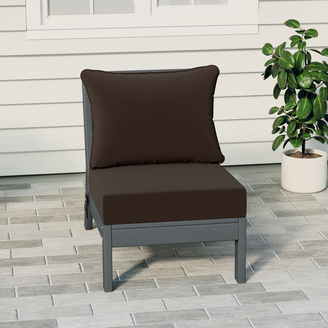 Avalon Outdoor HDPE Deep Seating Modular Armless Patio Chair with Patio Cushions