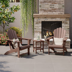 Highland Adirondack chair and table set in Dark Brown styled outdoors