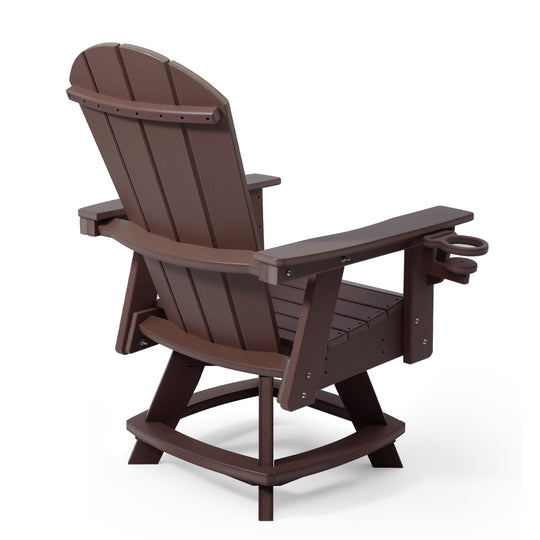 Malibu Outdoor HDPE Swivel Adirondack Patio Dining Chair With Cup Holder