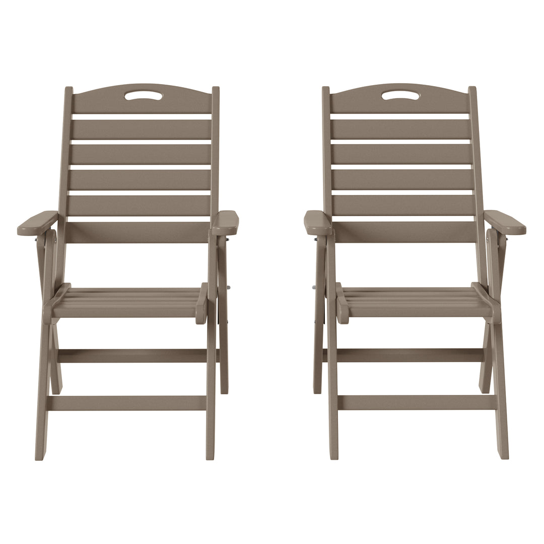 Azura HDPE Adjustable Highback Folding Outdoor Patio Dining Chairs Set of 2