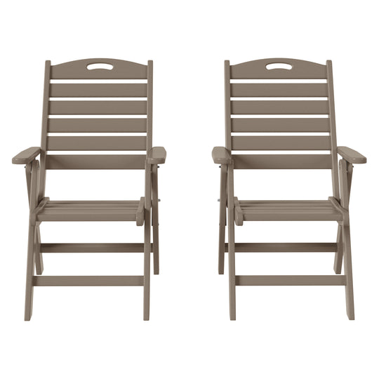 Azura HDPE Adjustable Highback Folding Outdoor Patio Dining Chairs Set of 2