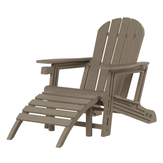 Azura No-Tools Outdoor HDPE Patio Adirondack Chair with Patio Ottoman