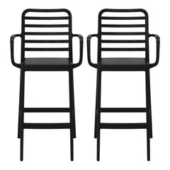 Playa 29.5" Outdoor Polypropylene Plastic Patio Bar Height Stools (Set of 2)