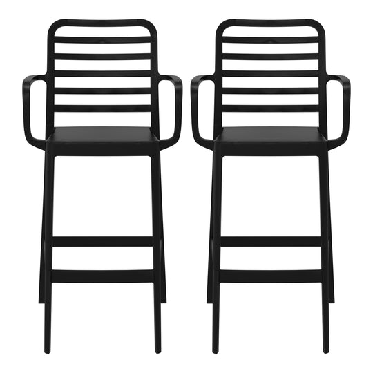Playa 29.5" Outdoor Polypropylene Plastic Patio Bar Height Stools (Set of 2)