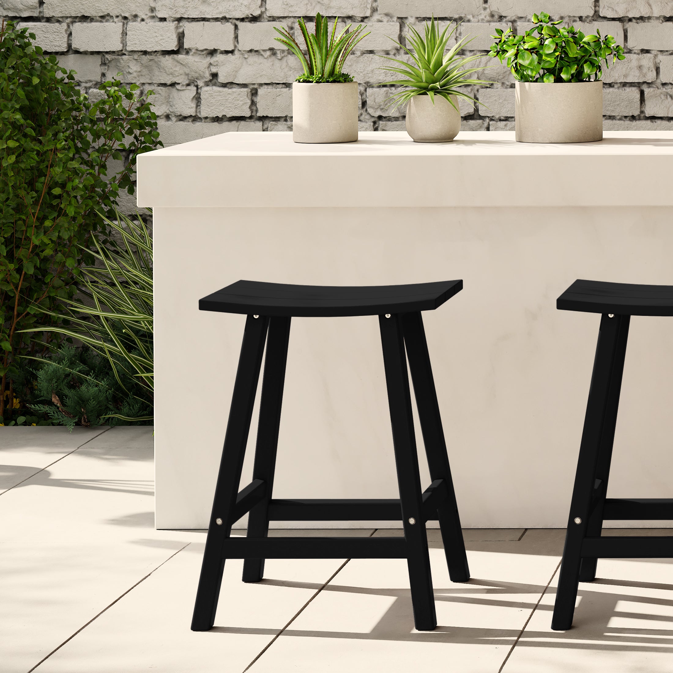 Malibu 24" HDPE Outdoor Patio Counter Height Bar Stool