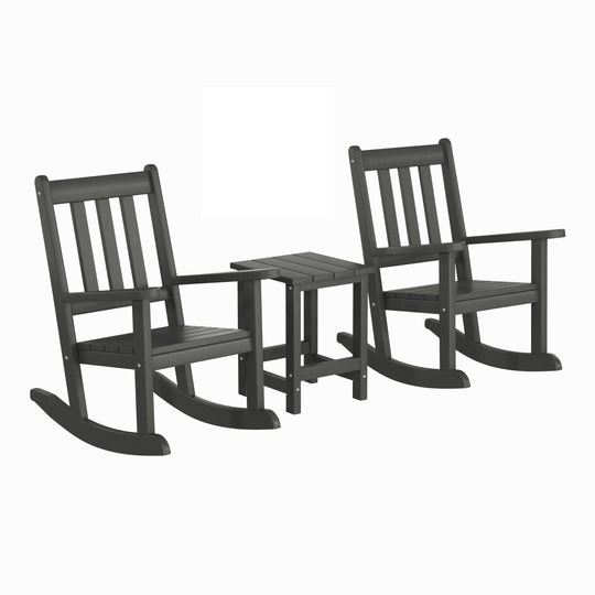 Malibu 3-Piece Kids Outdoor Rocking Chairs Set With Kids Square Side Table