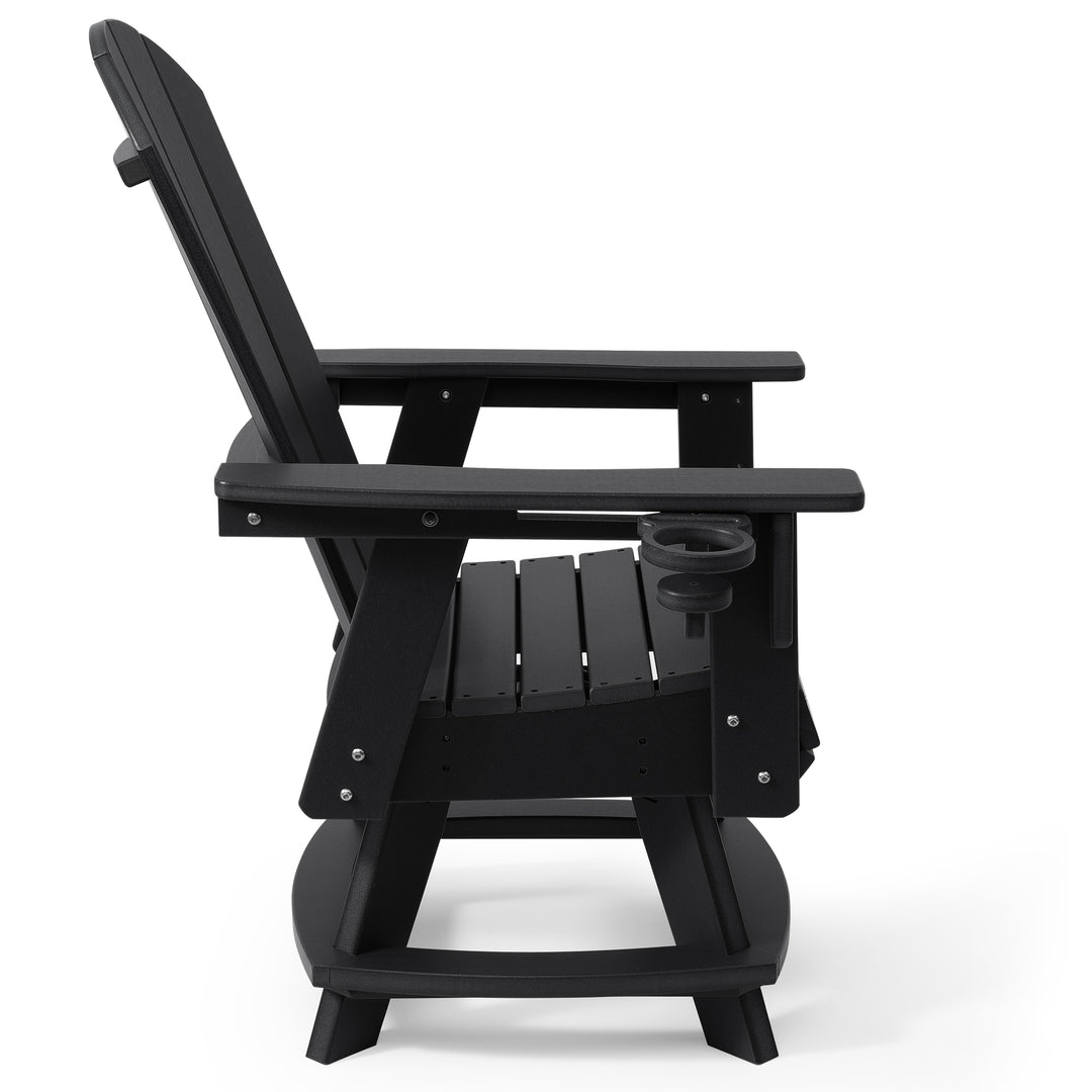 Malibu Outdoor HDPE Swivel Adirondack Patio Dining Chair With Cup Holder