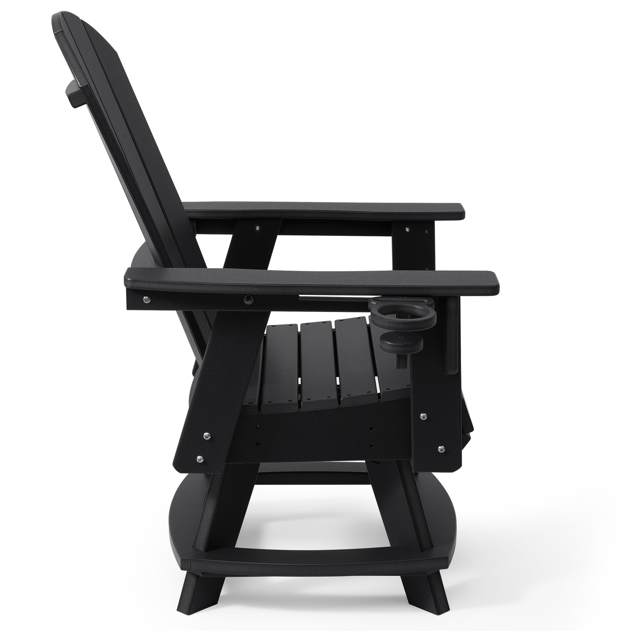 Malibu Outdoor HDPE Swivel Adirondack Patio Dining Chair With Cup Holder