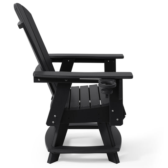 Malibu Outdoor HDPE Swivel Adirondack Patio Dining Chair With Cup Holder