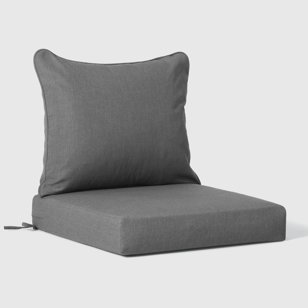 Solace Water Repellent Outdoor 2-Piece Deep Set Patio Seat Back Chair Cushions, 25" x 25"