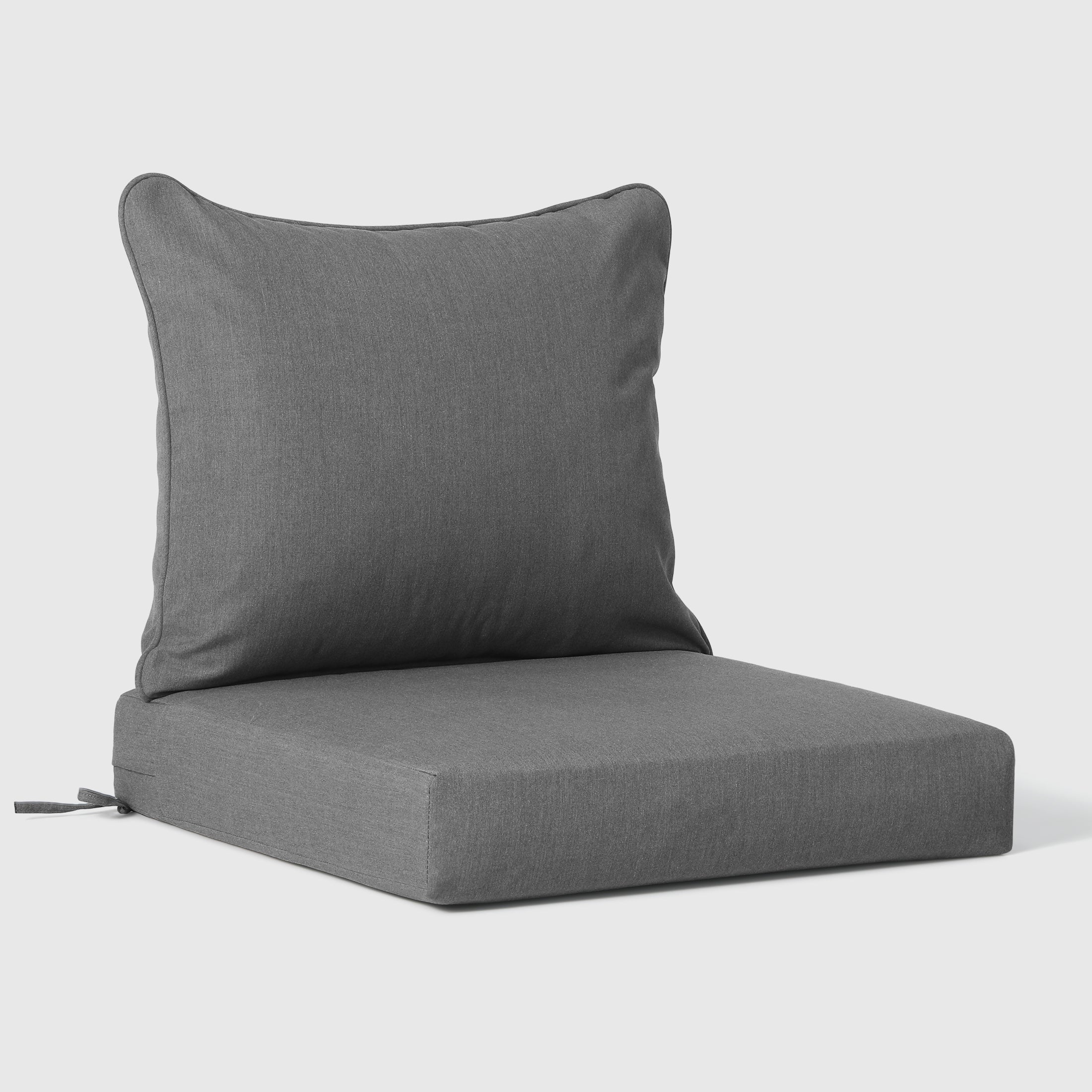 Solace Water Repellent Outdoor 2-Piece Deep Set Patio Seat Back Chair Cushions, 25" x 25"