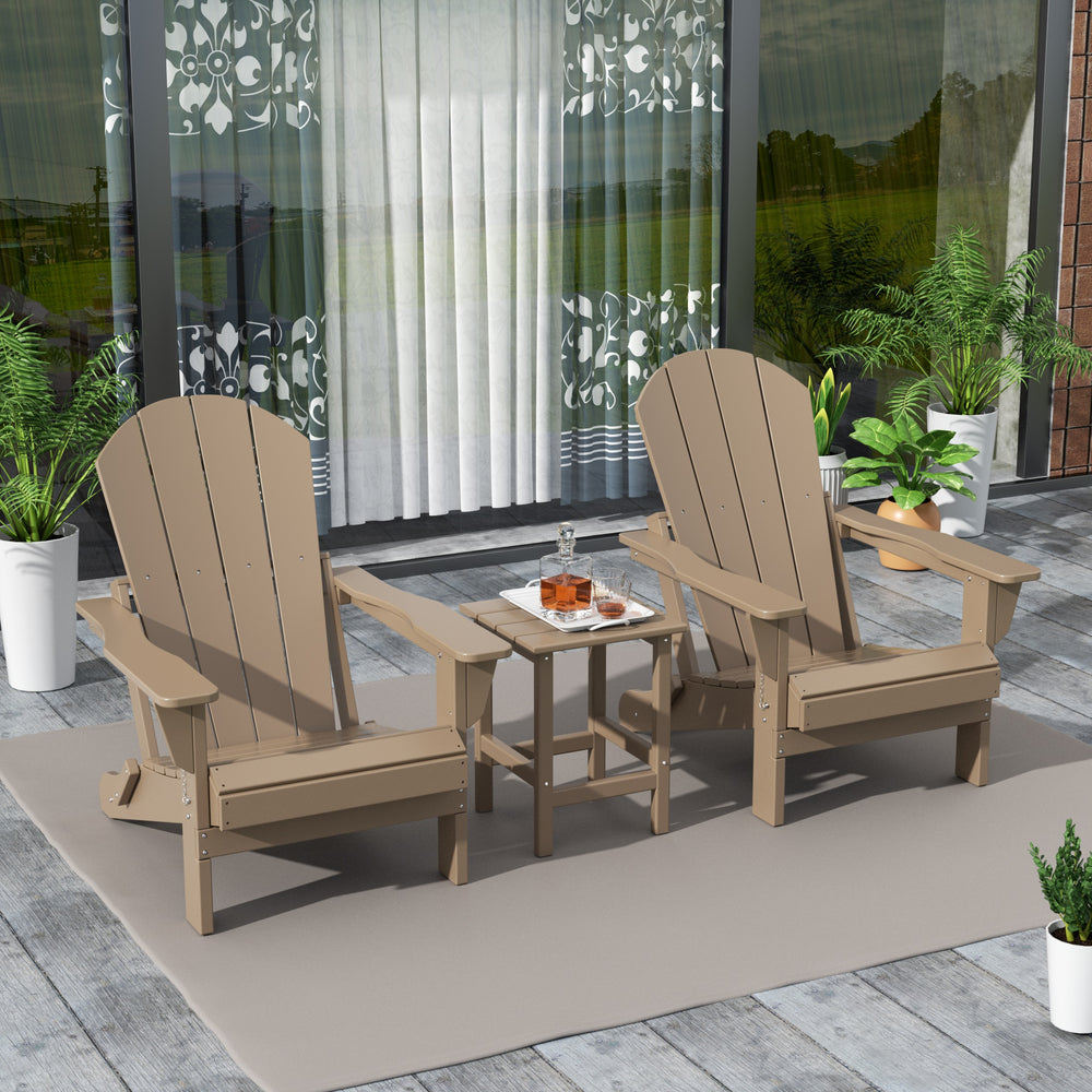 Malibu Westintrends 3-Piece set Outdoor / Patio Poly Adirondack chair set with a side table ( 2 seater )