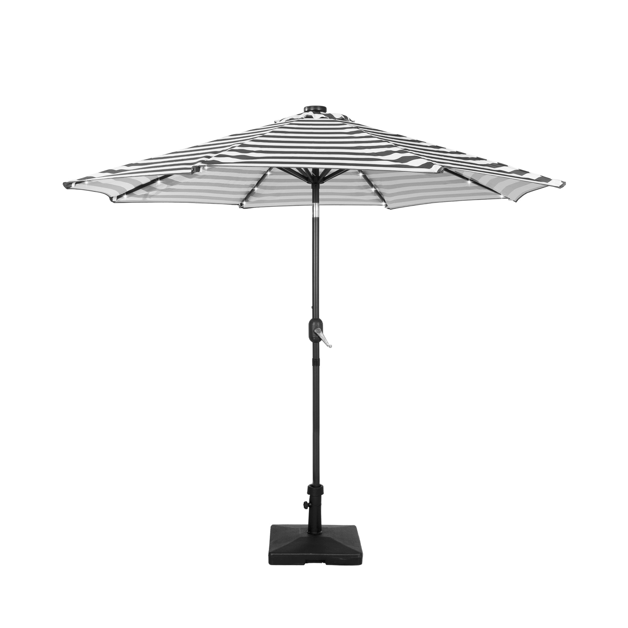 Cyrus 9 ft. Patio Solar Power LED lights Market Umbrella with 50 lbs concrete weight base kit