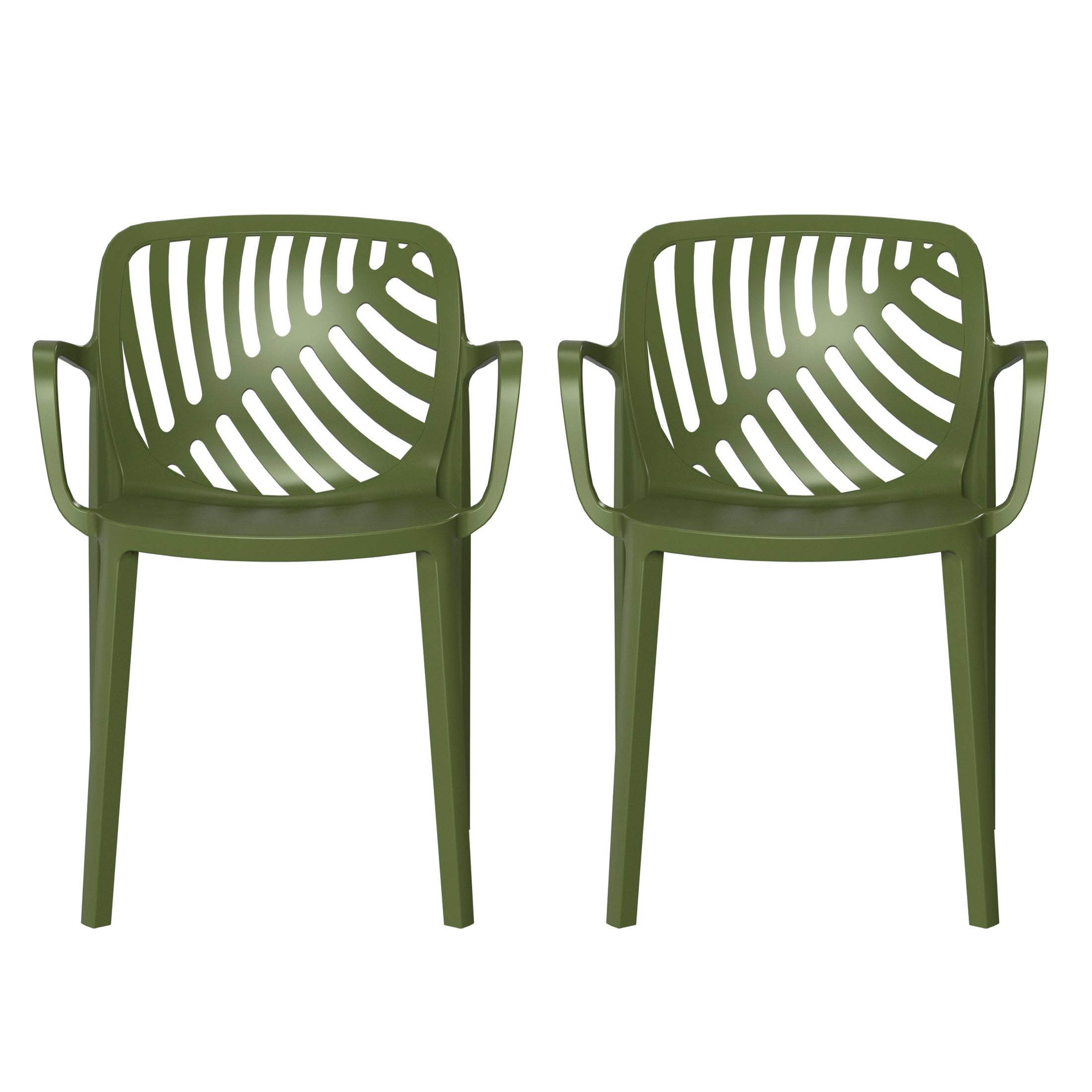 Playa Outdoor Modern Stackable Patio Dining Armchairs (Set of 2)
