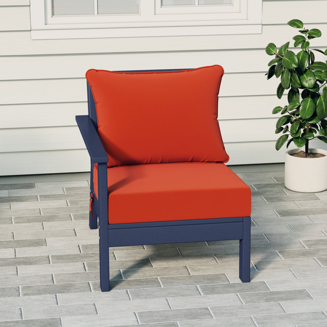 Avalon Outdoor Patio HDPE Left Arm Sectional Corner Club Chair with Patio Cushions