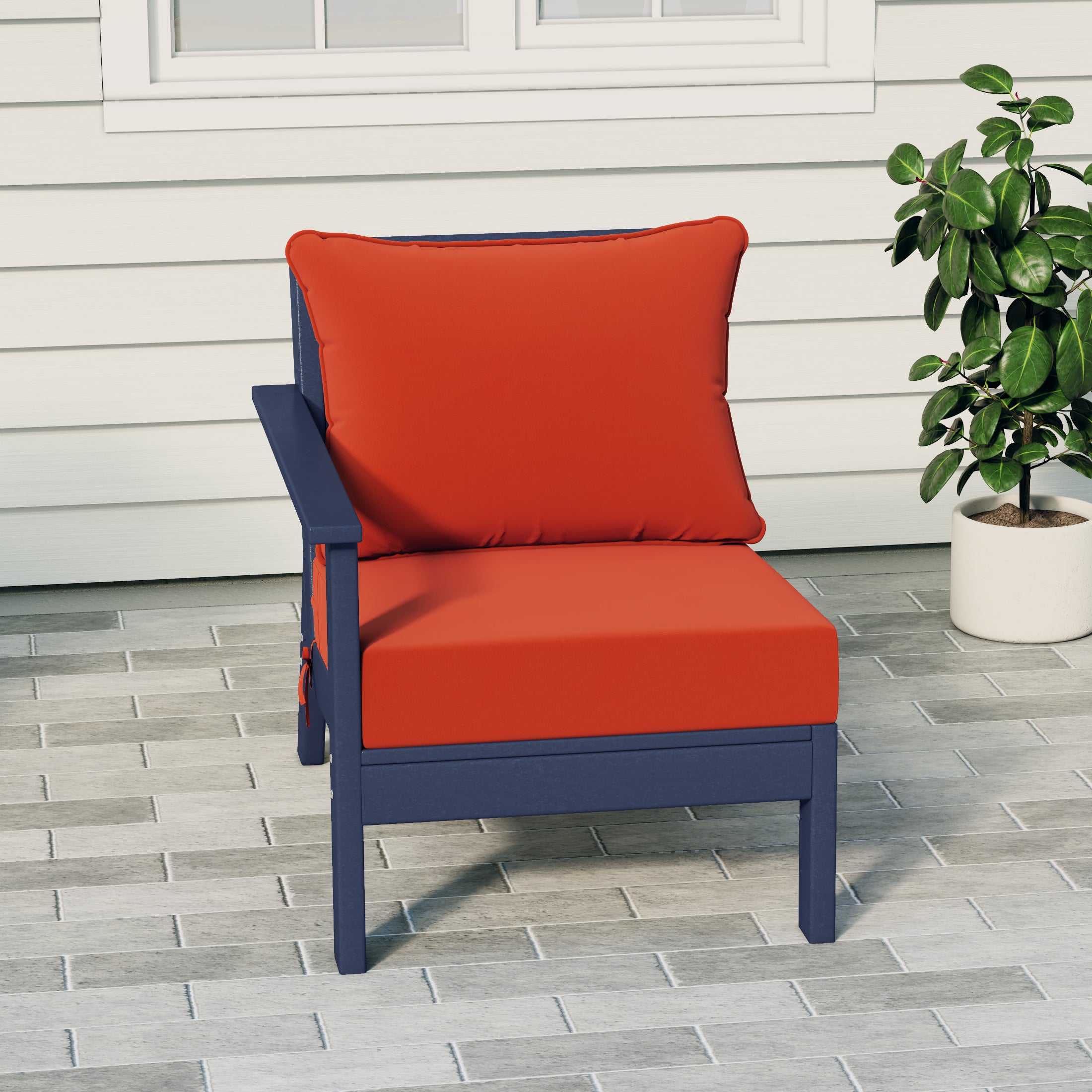 Avalon Outdoor Patio HDPE Left Arm Sectional Corner Club Chair with Patio Cushions