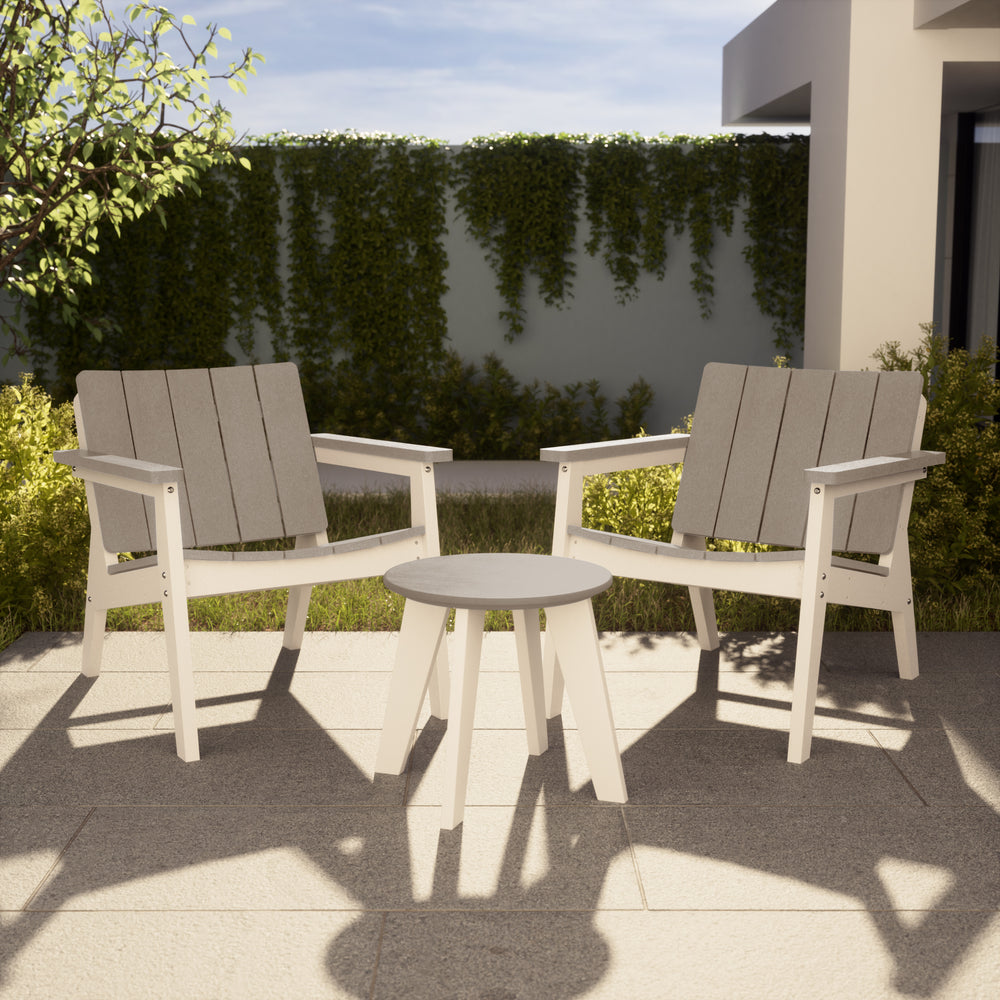 Pacifica 3-Piece Outdoor HDPE Conversation Set with Deep Seating Chairs and Round Side Table