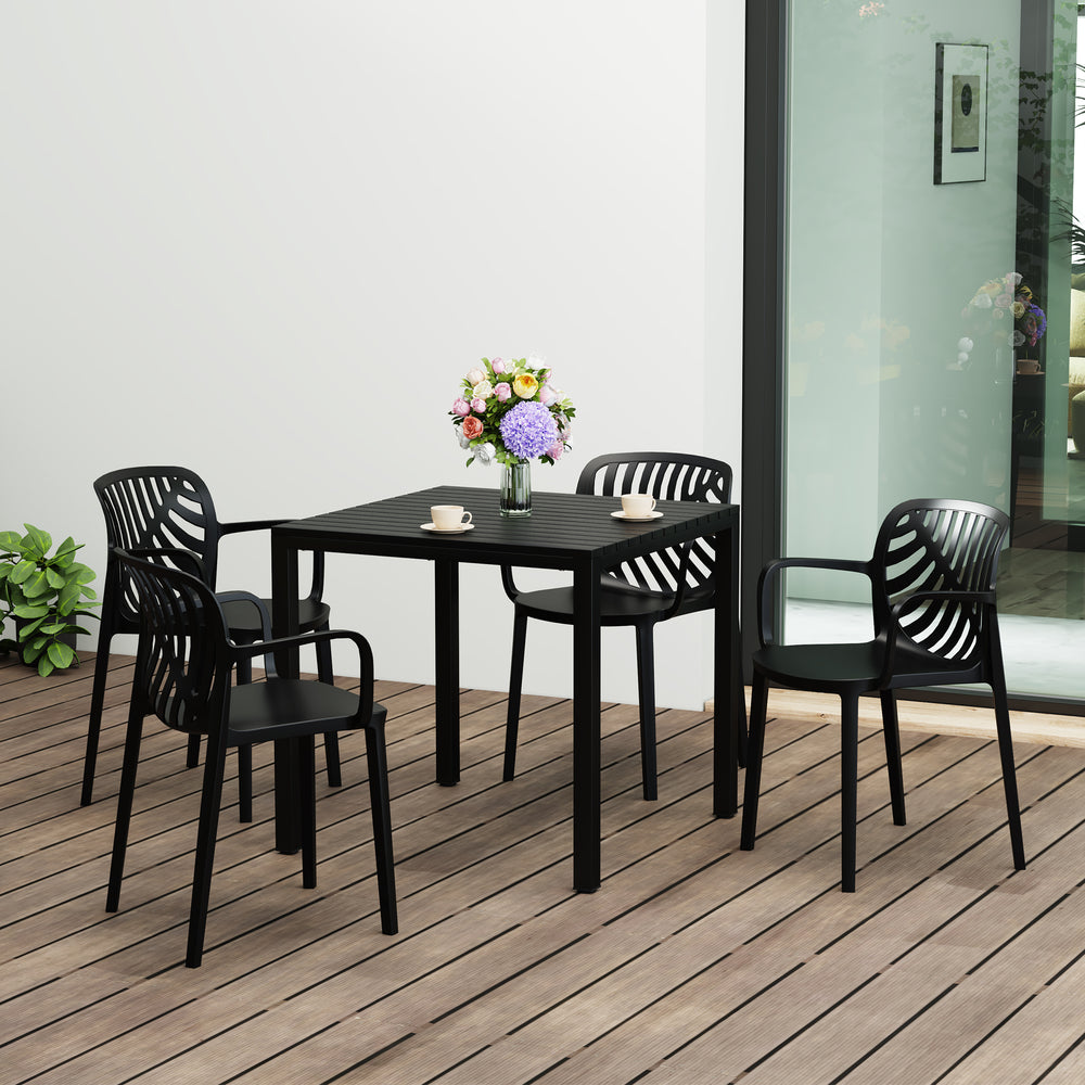 Playa 5-Piece Outdoor Square Dining Table Patio Set with Stackable Patio Dining Chairs