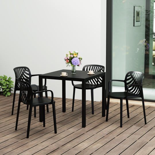 Playa 5-Piece Outdoor Square Dining Table Patio Set with Stackable Patio Dining Chairs