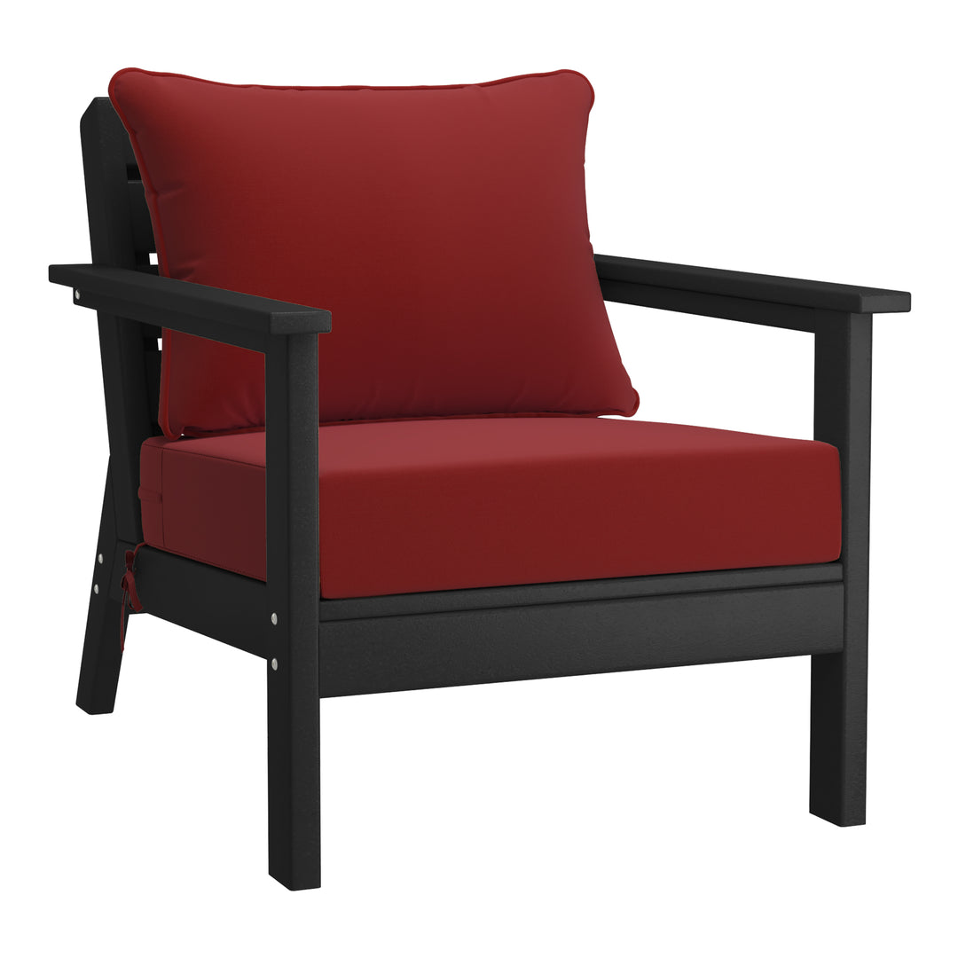 Avalon Outdoor Modern HDPE Patio Club Chairs with Deep Seat Cushions (Set of 2)