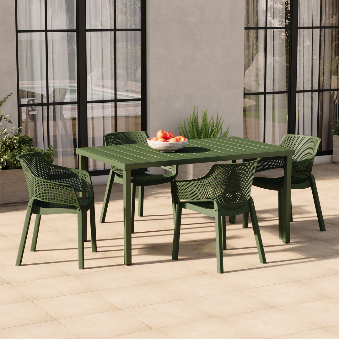Playa Outdoor Modern Stackable Plastic Resin Patio Dining Armchair (Set of 4)