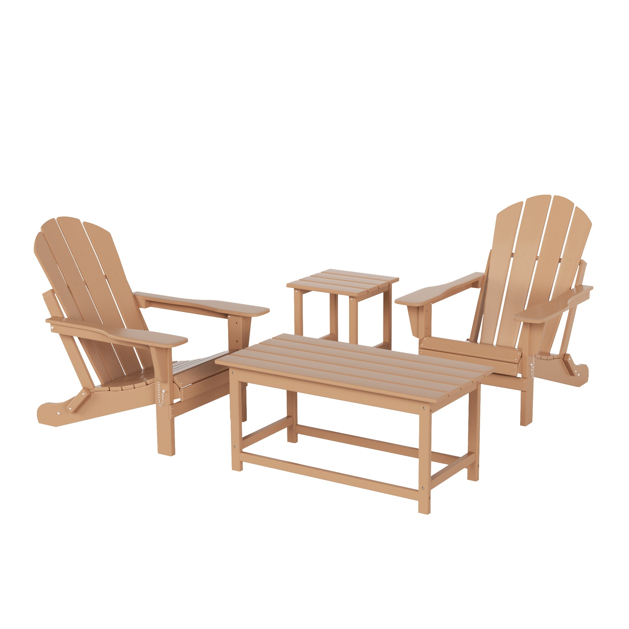 Malibu 4-Piece set Outdoor / Patio Poly Adirondack chairs with a Coffee and a side table ( 2 seater )