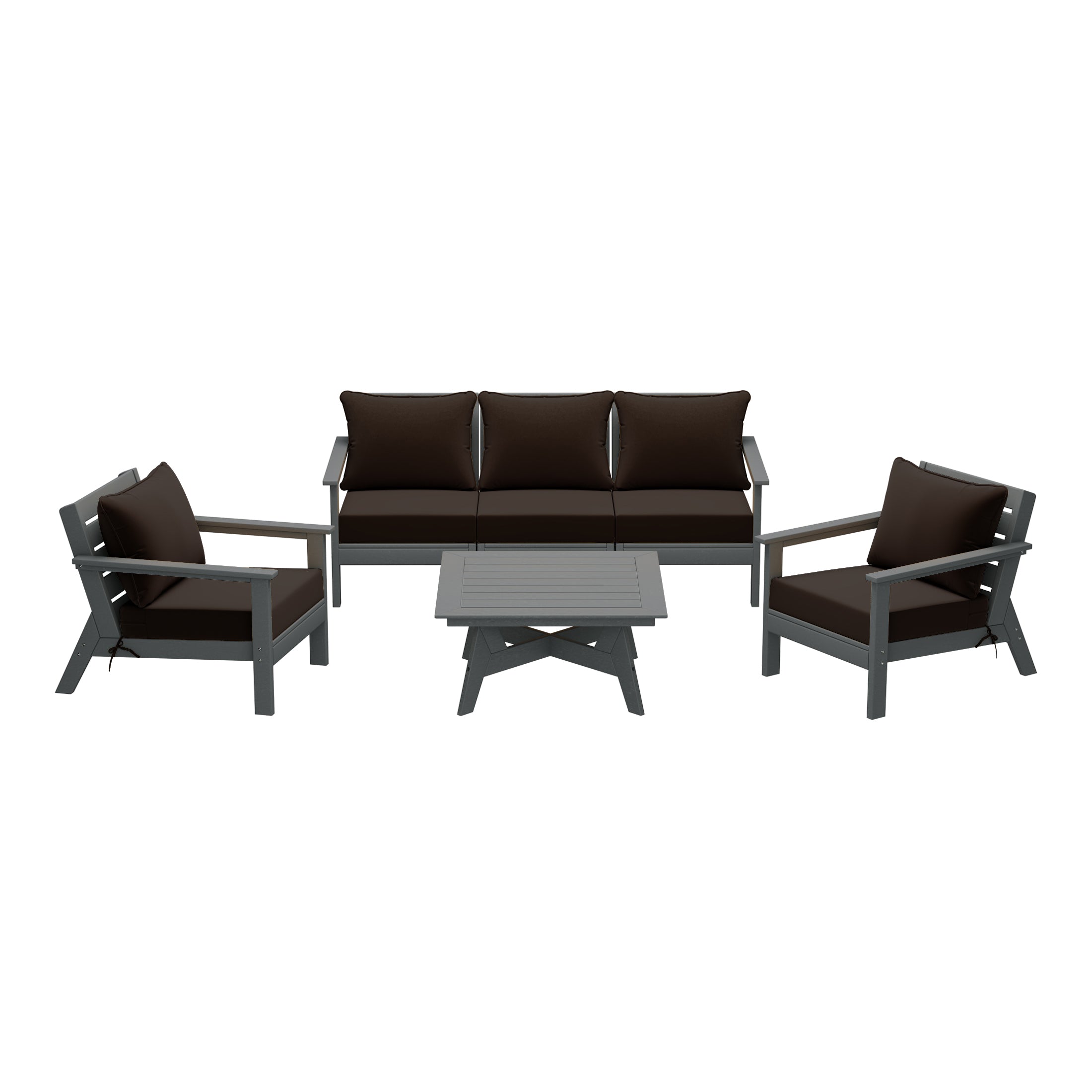 Avalon Outdoor 6-Piece Modular Sectional Patio Furniture Sofa Set in Gray Frame