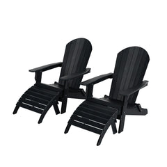 Tuscany 4-Piece HIPS Outdoor Folding Adirondack Seashell Chair With Folding Ottoman (Set of 2)