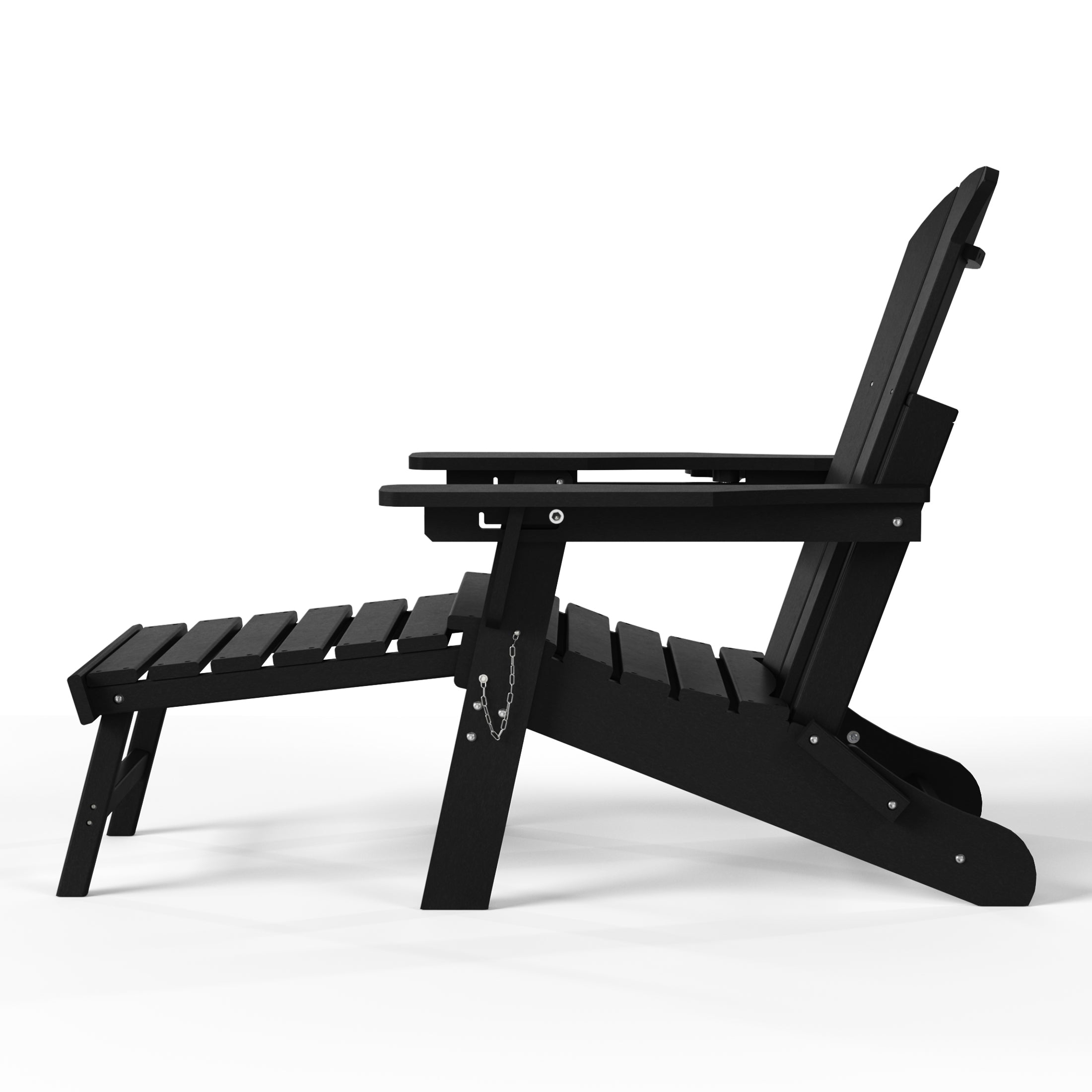 Malibu Folding Adjustable Adirondack Chair with Retractable Ottoman and Cup Holder
