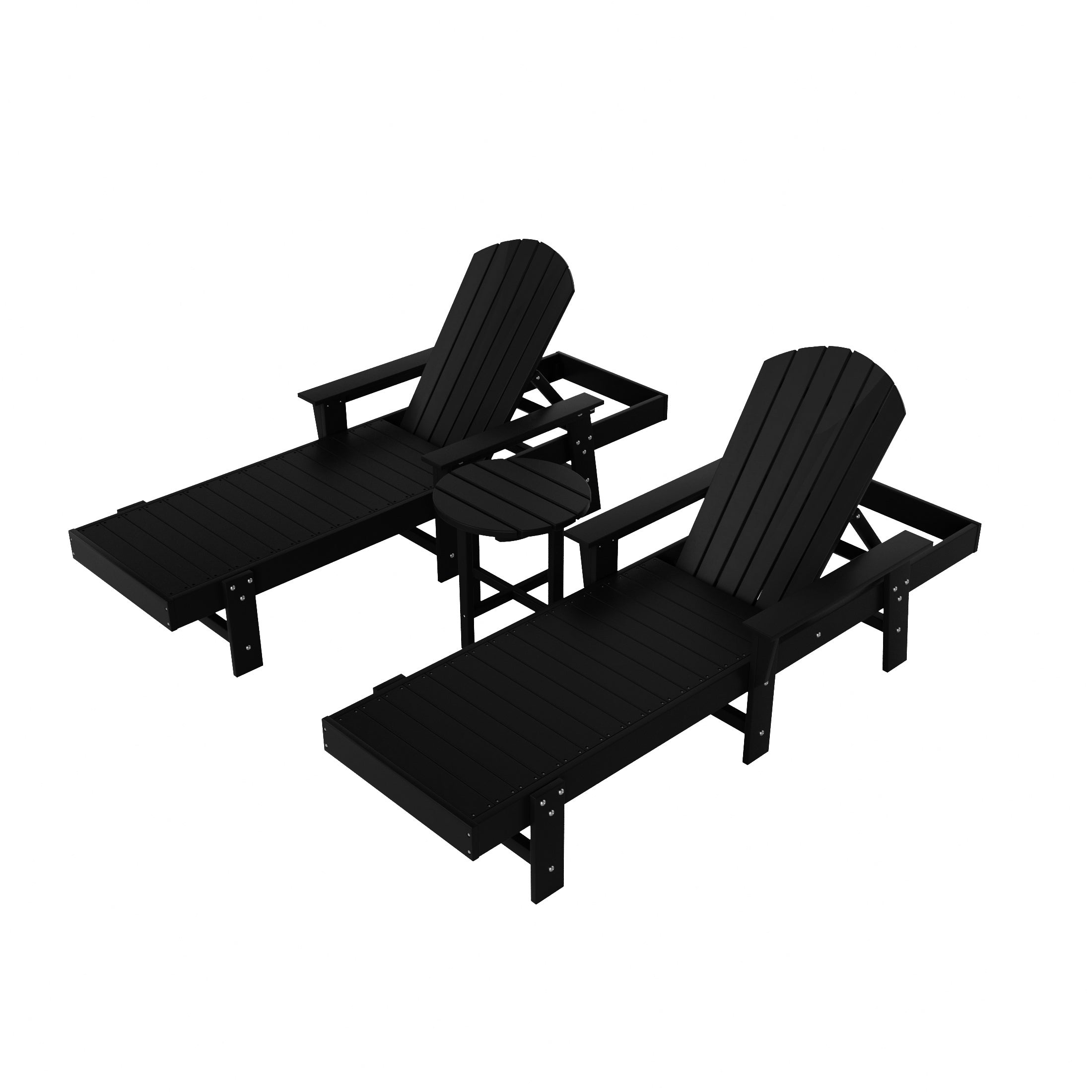 Dylan 3 Piece Adirondack Poly Reclining Chaise Lounge With Arms