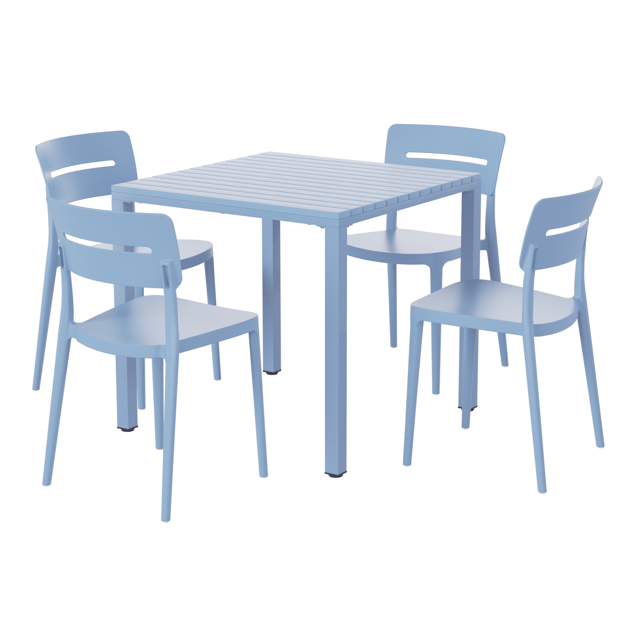 Playa 5-Piece Outdoor Metal Frame Dining Table Patio Set with Stackable Patio Dining Chairs
