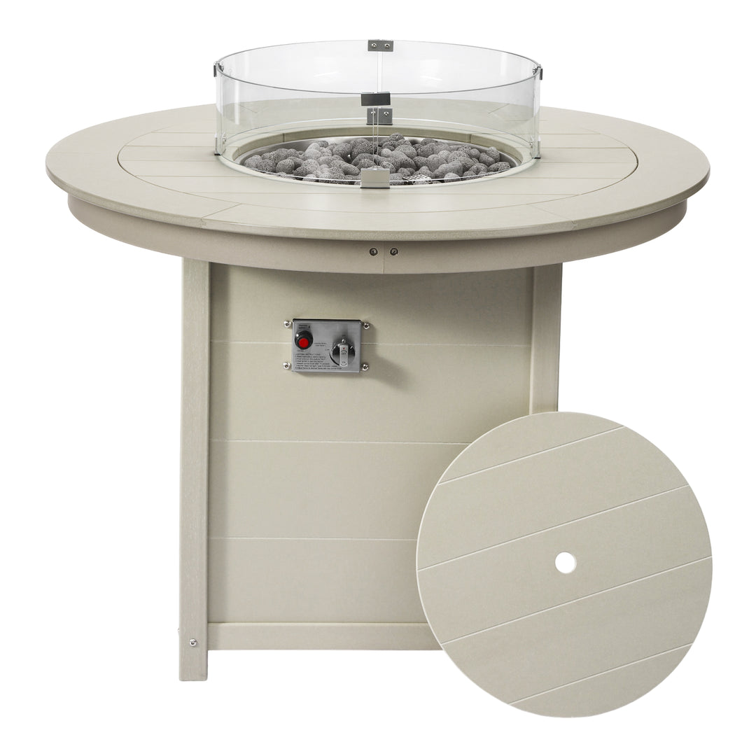 Helios 47" Modern Outdoor Patio Propane Round Counter Height Fire Pit Table