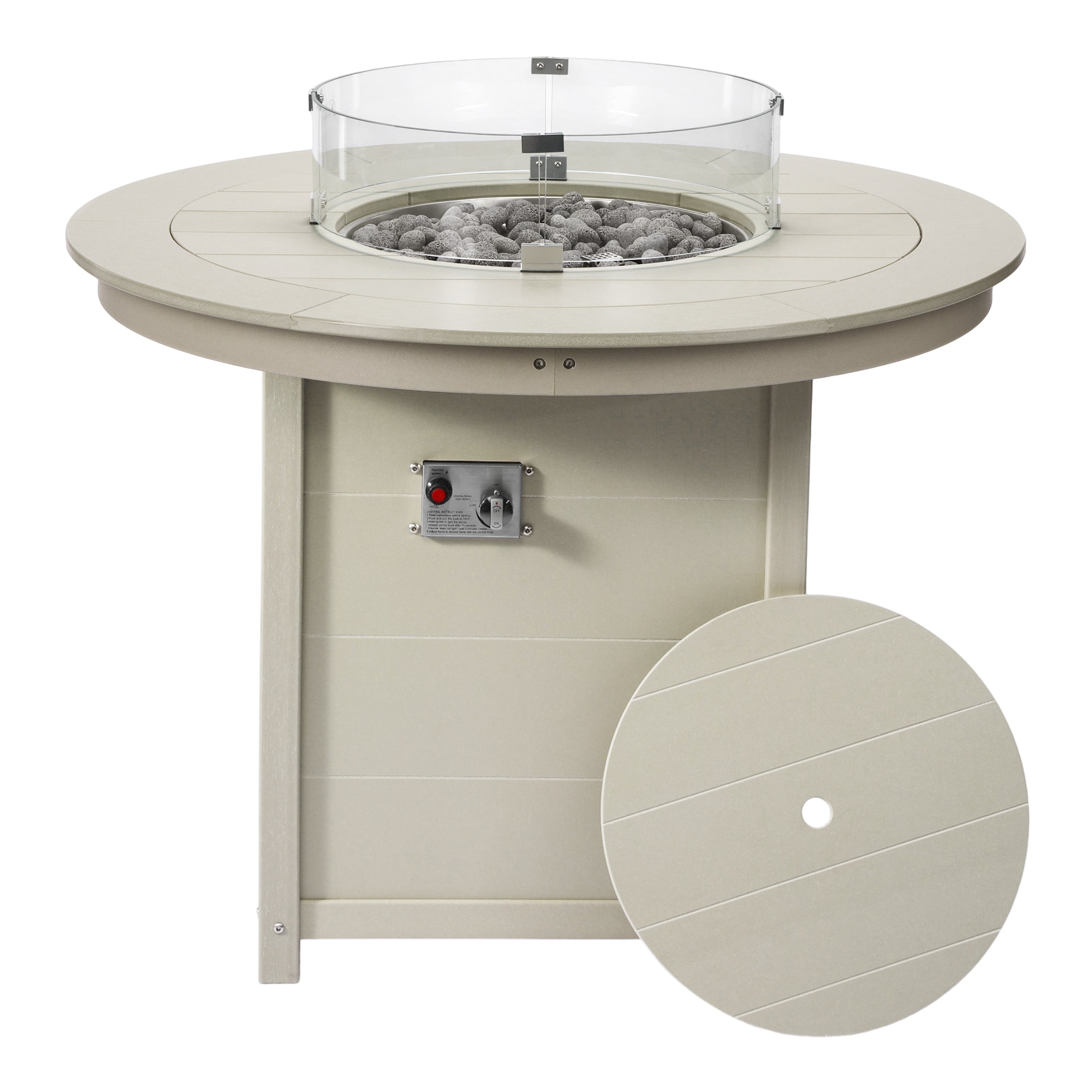 Helios 47" Modern Outdoor Patio Propane Round Counter Height Fire Pit Table