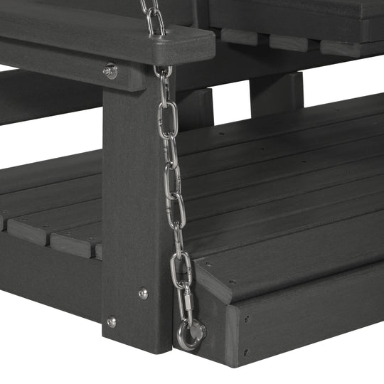 St Charles Outdoor HDPE 54" Front Hanging Porch Swing Bench With Cupholders